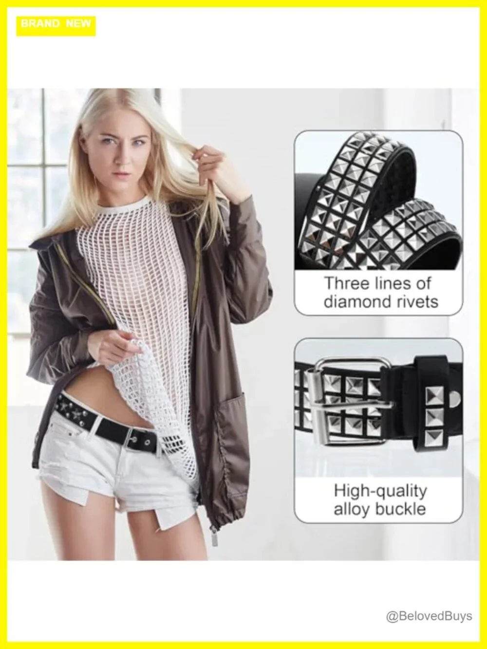 4 Piece Studded Belt Set - Punk Gothic Faux Leather Belts for Women Men